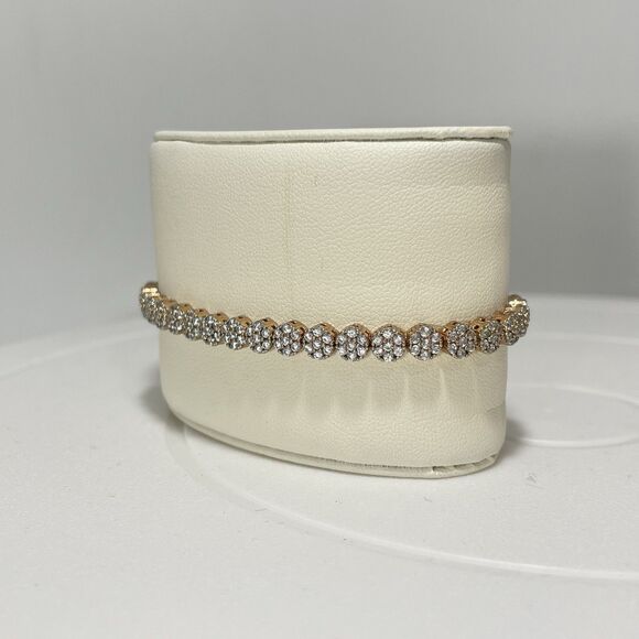 Jewelry - Rose Gold Tone Adjustable Slider Bracelet Clear Rhinestone Cluster 9 Inch